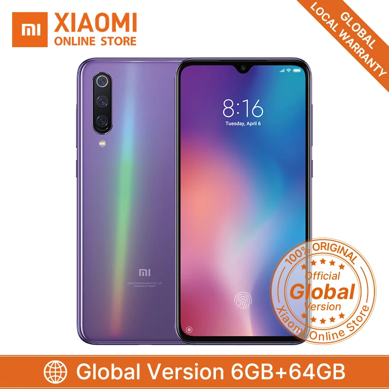 Глобальная версия Xiaomi mi 9 6 Гб 64 мобильный телефон Восьмиядерный процессор Snapdragon