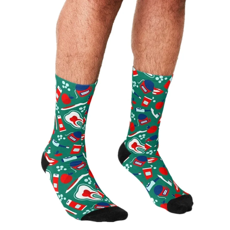

2021 Funny Men's socks Dentists Do It Better pattern Printed hip hop Men Happy Socks cute boys street style Crazy Socks for men