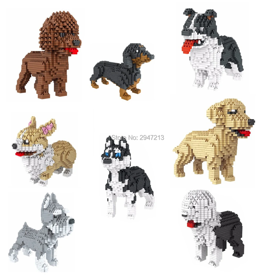 Лидер продаж классические фигурки Lepining для домашних питомцев собака корги Хаски