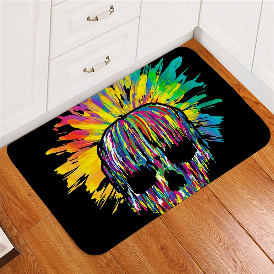 3d коврик с изображением черепа и цветов для дома улицы|Коврик| |