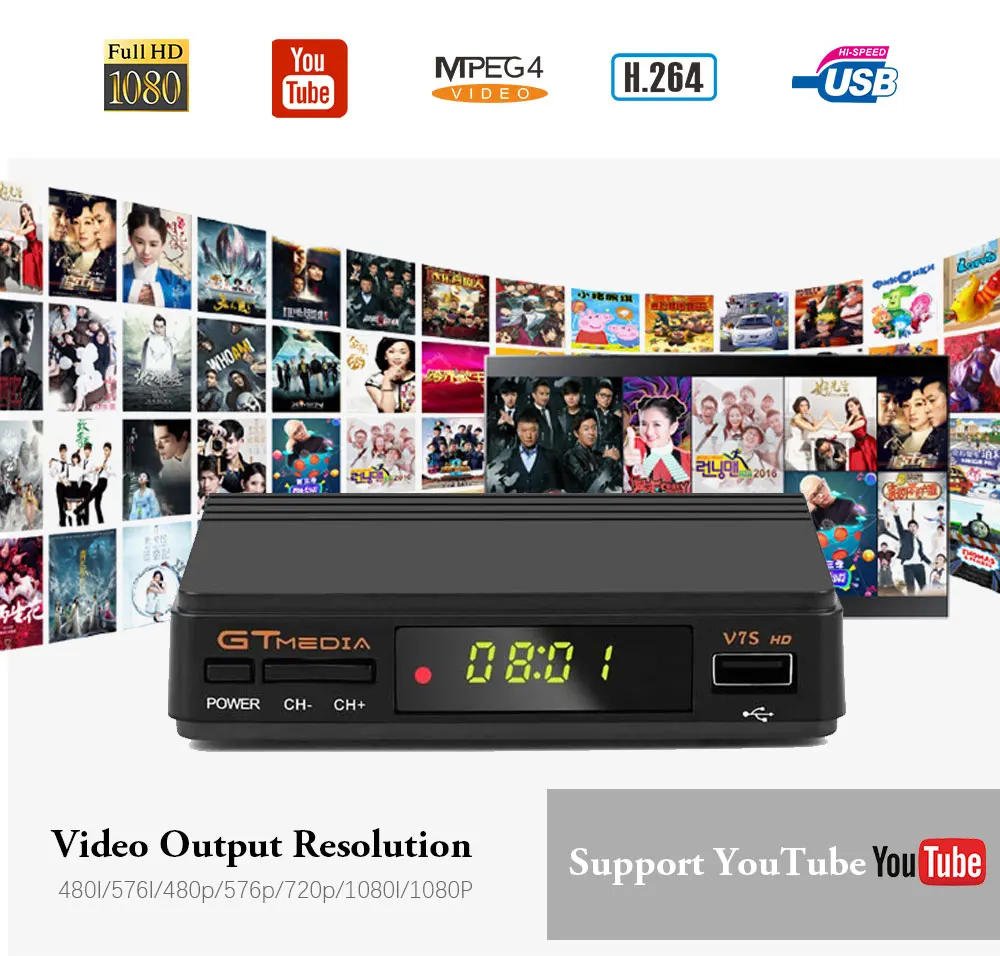 Горячая DVB-S2 Freesat V7 hd с USB Wi-Fi FTA ТВ приемник gtmedia v7s питание от freesat поддержка free Europe