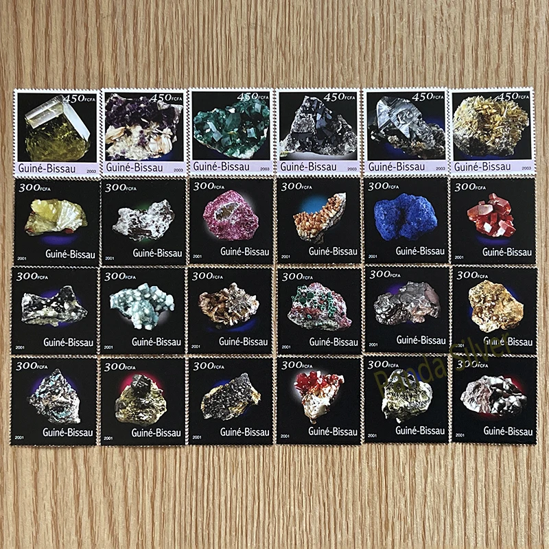 Набор из 24 почтовых штампов Гвинеи-биу почтовые штампы каменная минеральная руда