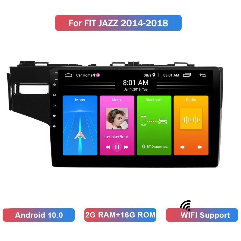 

Автомобильный mp5-плеер, стереомагнитола 2 Din на Android 10,0, 2 + 16 ГБ, Wi-Fi, Bluetooth, GPS-навигация для Honda Fit, Jazz 2014-2018