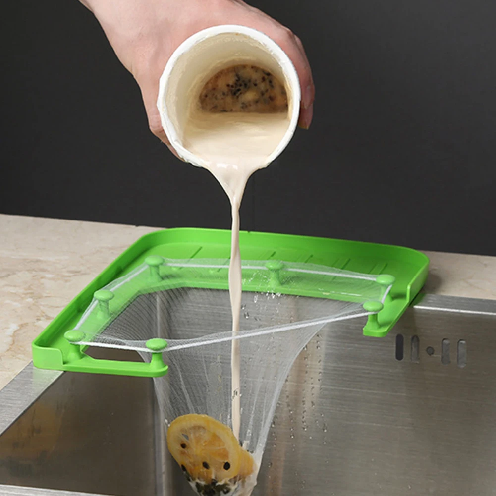

Kitchen Vegetable Fruit Drainer Triangular Drain Rack Hanging Net Drain Basket Sink Strainer Household Storage Filter Shelf
