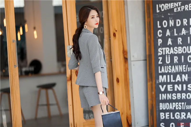Женская элегантная деловая офисная одежда OL весенне-летние серые блейзеры и