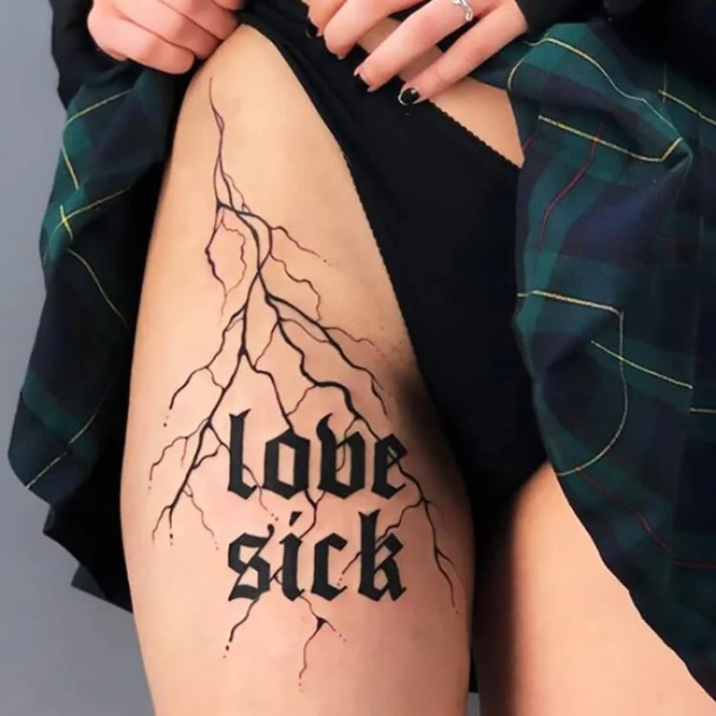 

Waterproof Temporary Tattoo Sticker Love Sick English Words Sexy Root Water Transfer Art Fake Tatto Flash Tatoo for Women Men