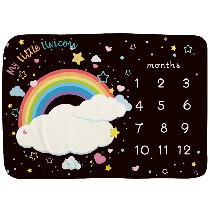 

Baby Milestone Rainbow Blanket Newborn Photo Background Cloth Infants Monthly Record Growth Swaddle Photography Prop