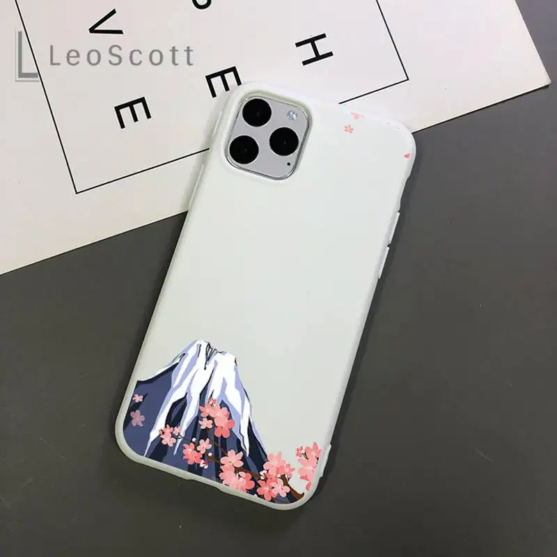 

Fuji Mountain Minimalist painting Phone Case Candy Color for iPhone 11 12 mini pro XS MAX 8 7 6 6S Plus X 5S SE 2020 XR