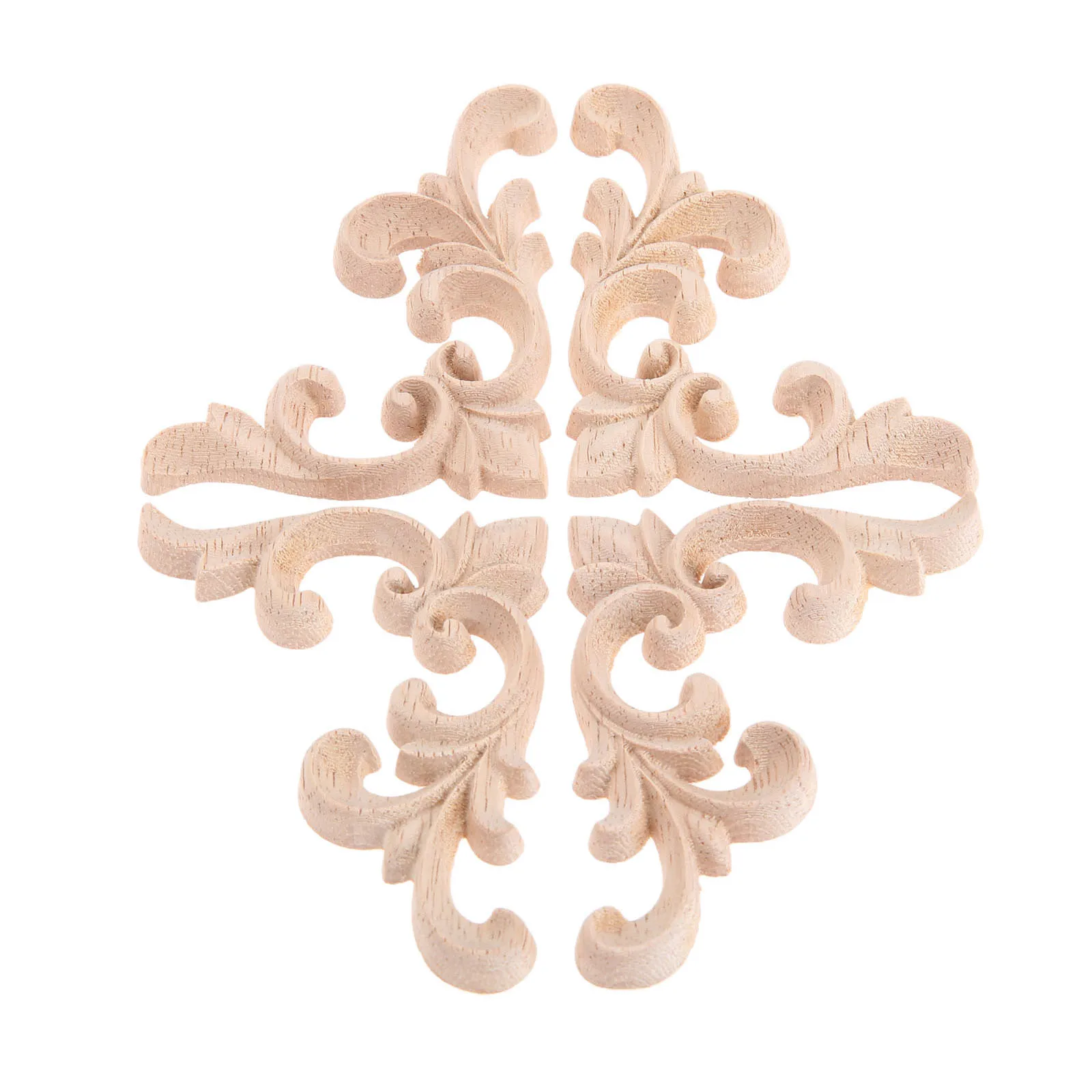 

4PCS/2pair Woodcarving Corner Decal Wooden Figurines Crafts Corner Appliques Frame Wall Door Furniture Woodcarving Decorative
