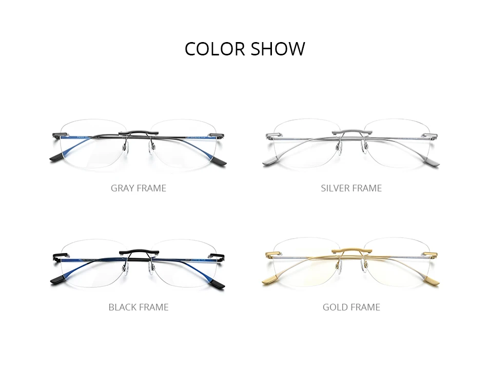 

Rimless Progressive Multifocus Glasses Frame Vintage Unisex Titanium Alloy Optical Eyewear See Near Far Reading Eyeglasses