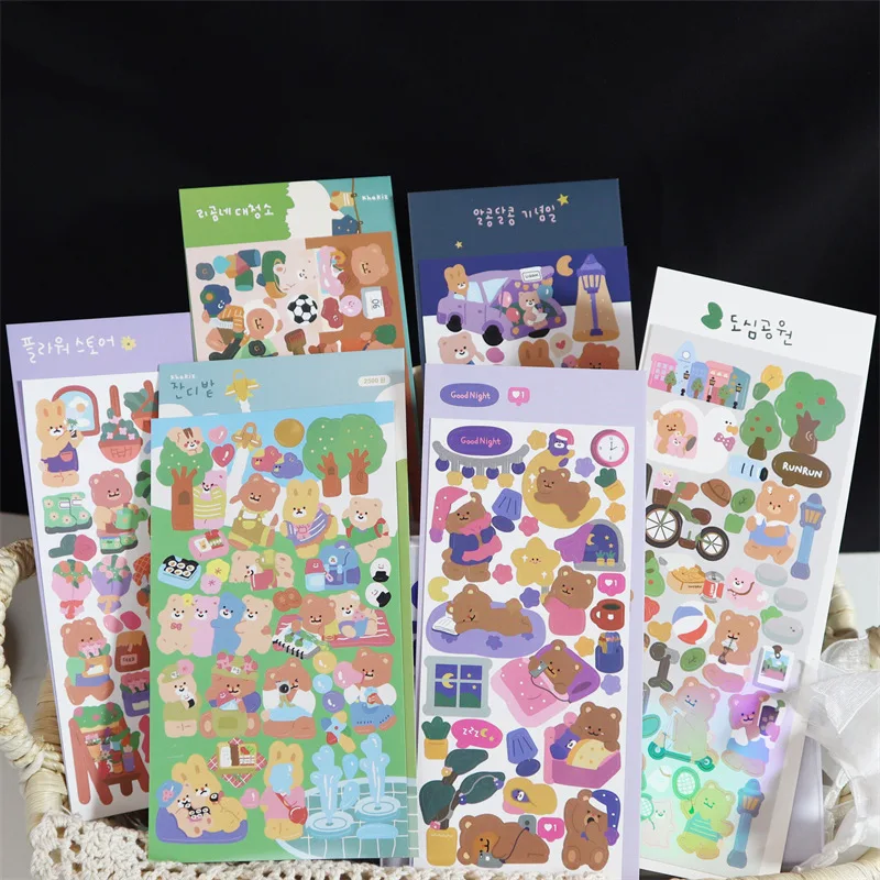 

Korea Lovely Bear Scene Sticker Kawaii Decoration Manual Photo Album Scrapbook Art Supplies Stationery Stickers