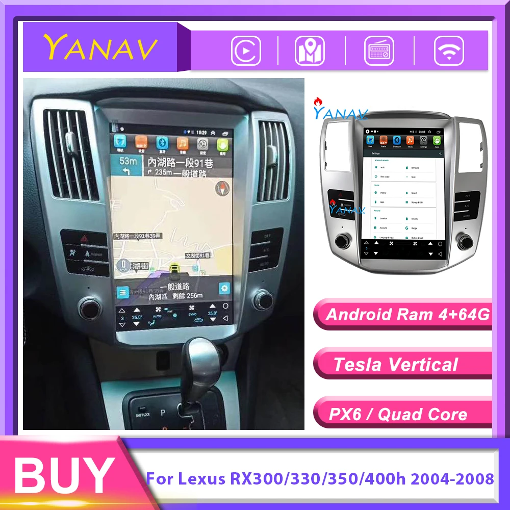 

Магнитола автомобильная, экран 11,8 дюйма, для-LEXUS RX300/330/350/400h, 2004-2008, GPS-навигация, радио, мультимедийный плеер, вертикальный экран