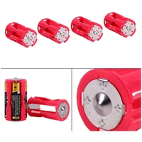 4pcs 4aaa to c size parallel battery converter adapter holder cases box red large strength and strong toughness