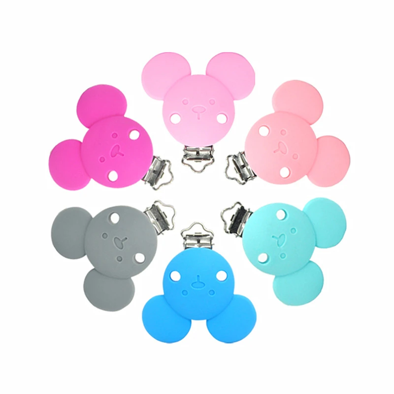 

3Pcs Silicone Clip for Pacifier Mouse Teether Clip DIY Baby Dummy Chain Nipple Holder Newborns Soother Nursing Teething Toys