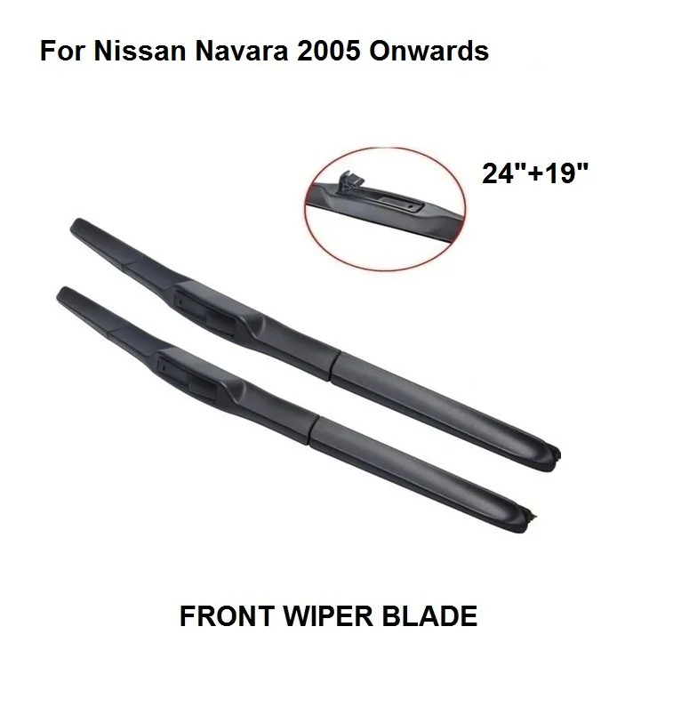 

Front Window Wiper Blade For Nissan Navara 2005 Onwards 24"+19" High Quality Natural Rubber Clean Front Windshie