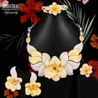 missvikki noble new big flowers pendant necklaceearringsringbracelet jewelry set for women lover mother anniversary gift