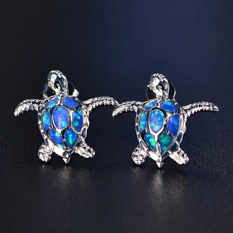 

2023 Cute Litter Turtle Stud Earrings for Women Jewelry Accessories Girl Gift Statement Wedding Fashion Imitation Opal Earrings