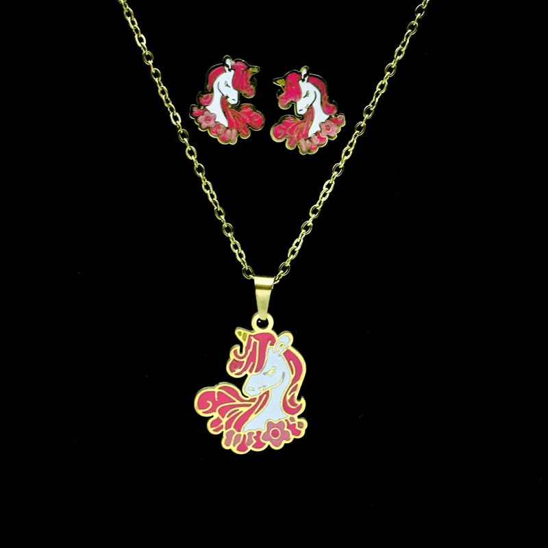 Оптовая продажа из нержавеющей стали ожерелье с единорогами для женщин