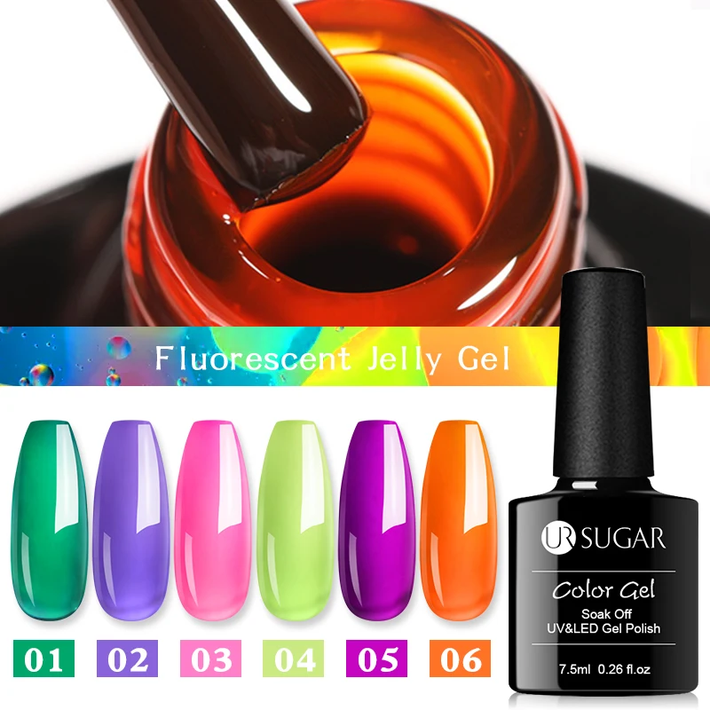 УФ Гель лак для ногтей UR SUGAR флуоресцентный неоновый цвет гель летний