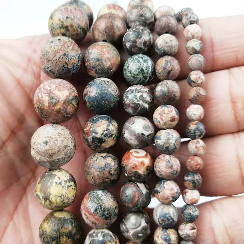 Круглые бусины YHBZRET незакрепленные из натурального камня Красного леопарда для