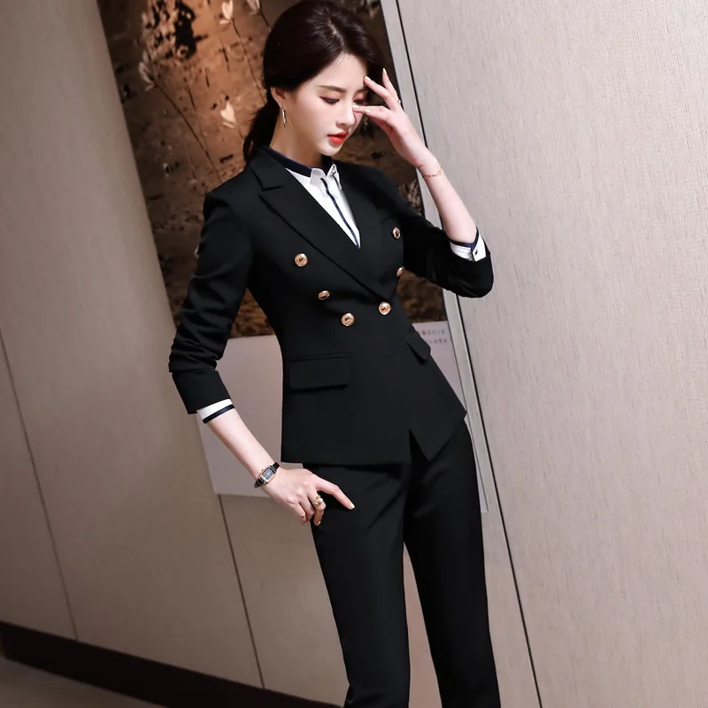 IZICFLY Spring Autumn Red New Style Suits Blazer With Pants Business Slim Office 2 Piece Sets Womens Outfits Work Wear White