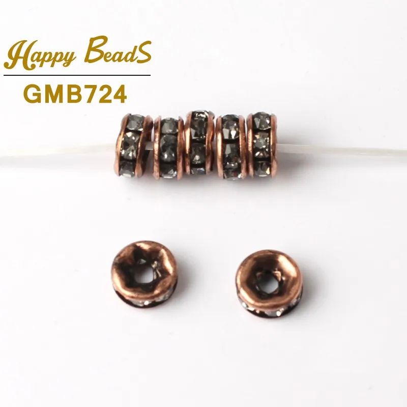 Red copper 6 мм, 100 шт, розовое золото, бронза, металлическое покрытие, стразы Rondelle, кристалл, свободный разделитель бисер, бусины для рукоделия, аксессуары для изготовления ювелирных изделий - Цвет: Red copper