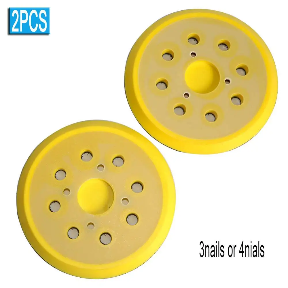 2PC 5 inch 125mm Sanding Backing Plate 4/3 Nails 8 Hole Sander Disc Pad fit Air Sander Angle Grinder Power Tool Accessory