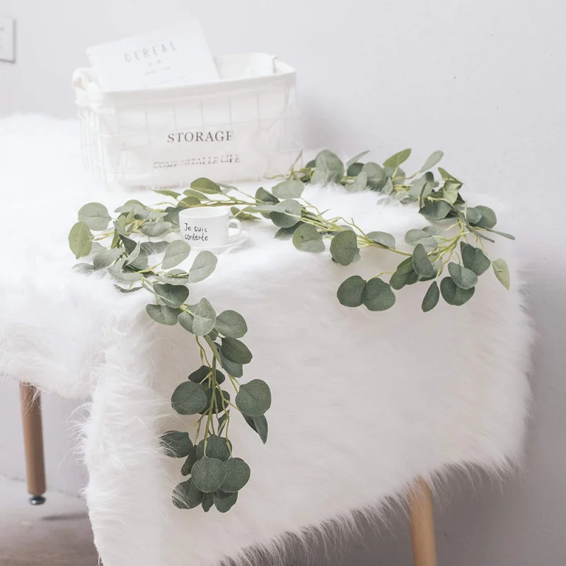

2M Simulation Plant Simulation Eucalyptus Leaves Rattan Indoor Wall Hanging Decoration Festive Party Supplies