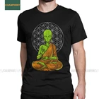 Футболка мужская из чистого хлопка, модная с принтом, с изображением космоса, инопланетянина, дзен, йоги, медитации, религиозной буддизма, футболка с коротким рукавом