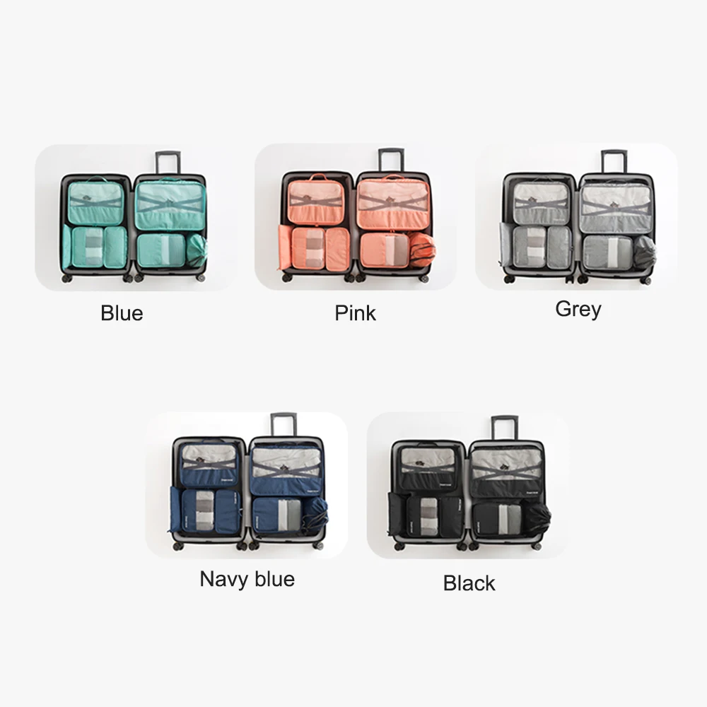 

New 7PCS/Set High Quality Oxford Cloth Travel Storage Bag Luggage Organizer Packing Cosmetic Bag Cube Organiser for Clothing