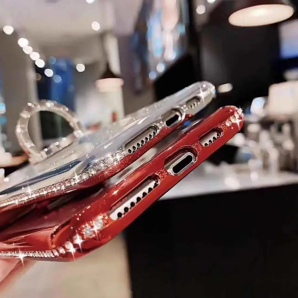 Фото 100 шт 3D Алмазный чехол для iPhone 11 Pro Max XR XS Max чехол с кольцом для iPhone 6 6s 7 8 plus чехол Бесплатная доставка №2