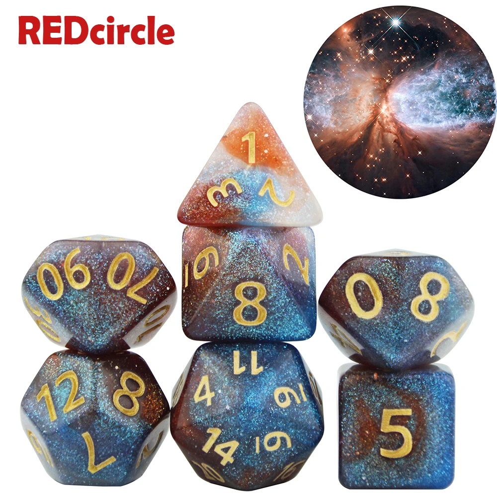 Shinny Universe Galaxy RPG DND игра цифровые кости набор D4-D20 с сумкой крутой для настольной