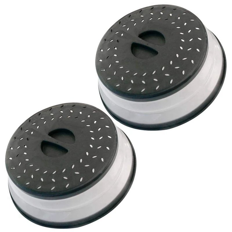 

2 Pack Collapsible Microwave Splatter Cover, Microwave Cover With Easy Grip Handle, Strainers Basket, Dishwasher-Safe