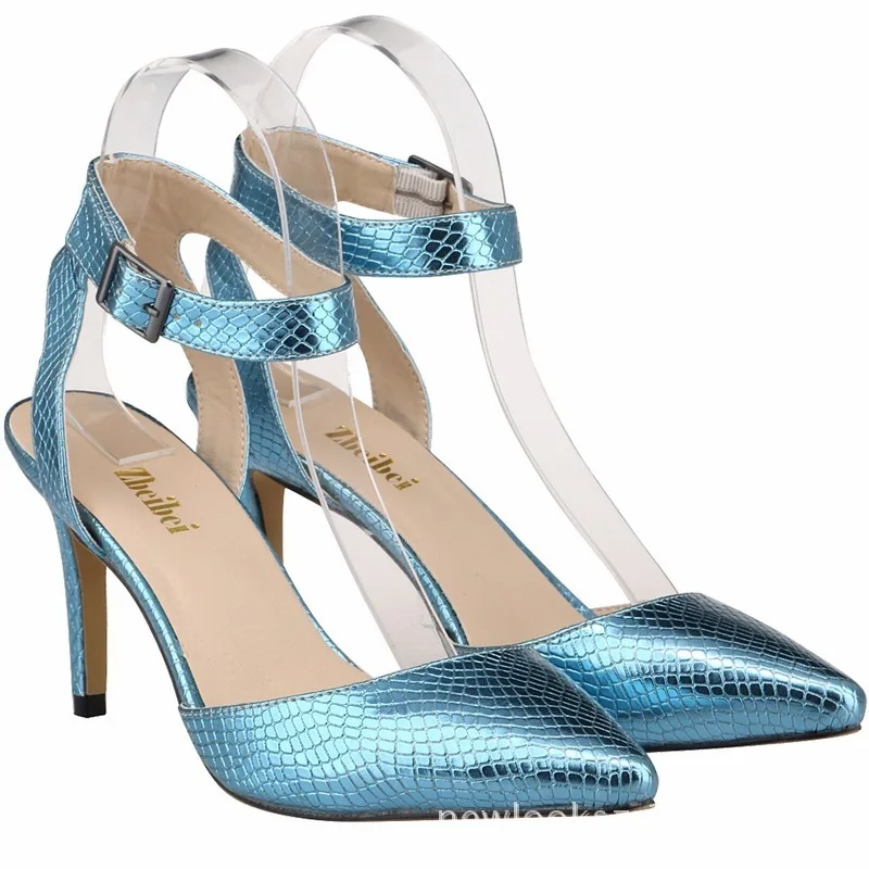 Women Sandals Occupation Thin High heels Sandals Summer Shoes Pointed Toe PU 8CM Buckle Strap sandal women shoes 2020 size 35-42