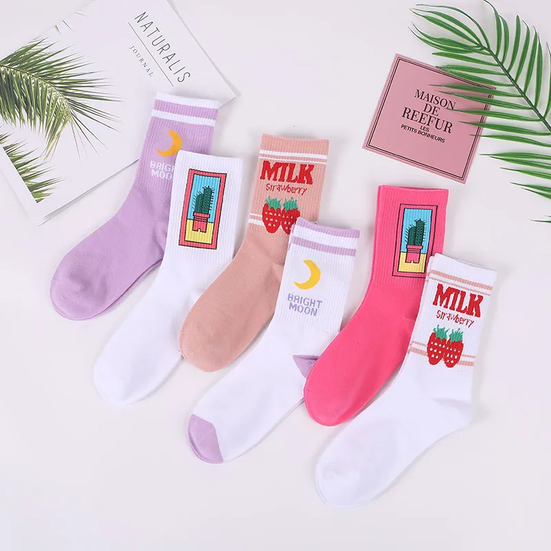 Осенне зимние новые длинные носки женские цветные в студенческом стиле