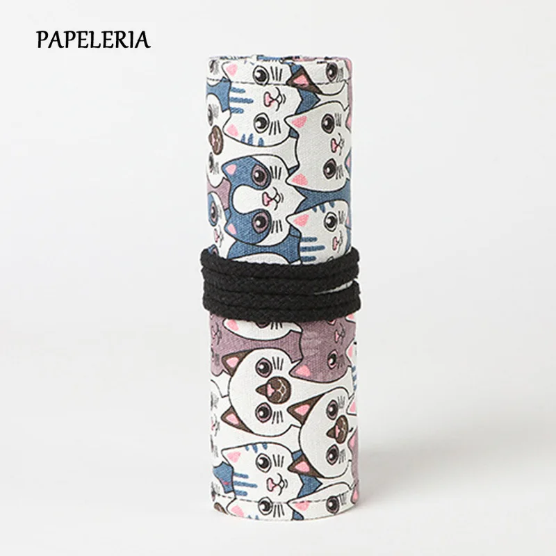 Милый чехол для карандашей с милым котом школьный пенал 12/24/36 отверстиями