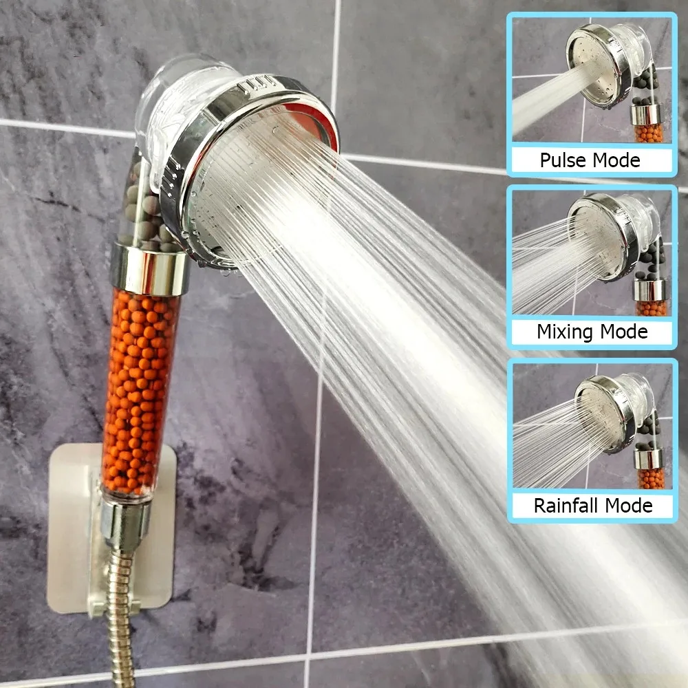 

Negative ion boost Handheld Rainfall 3 Modes Adjustable Saving Water High Pressure SPA Anion Filter Bathroom Shower Head bath