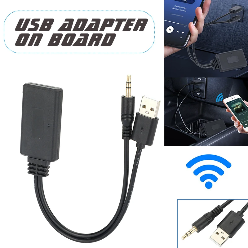 

bluetooth 5.0 Wireless Car Stereo Audio Receiver Adapter USB+3.5mm Dual AUX Jack High-speed Transmission Audio Receiver Parts