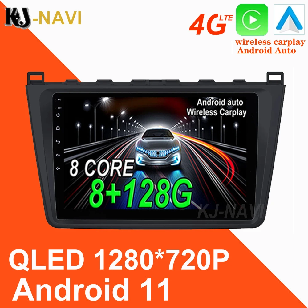 

128 ГБ 1280*720P беспроводной CarPlay Android 11 автомобильное радио мультимедийный видео стерео плеер GPS навигация для Mazda 6 2 GH 2007 - 2012