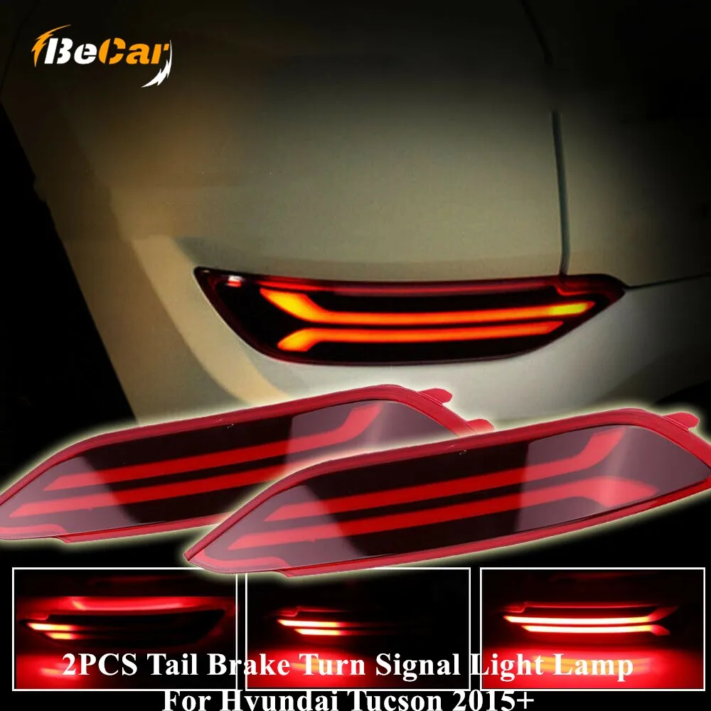 

2PCS Red LED Rear Bumper Tail Brake Turn Signal Light Lamp For Hyundai Tucson 2015 Replace OEM # 92405-D3000 92406-D3000
