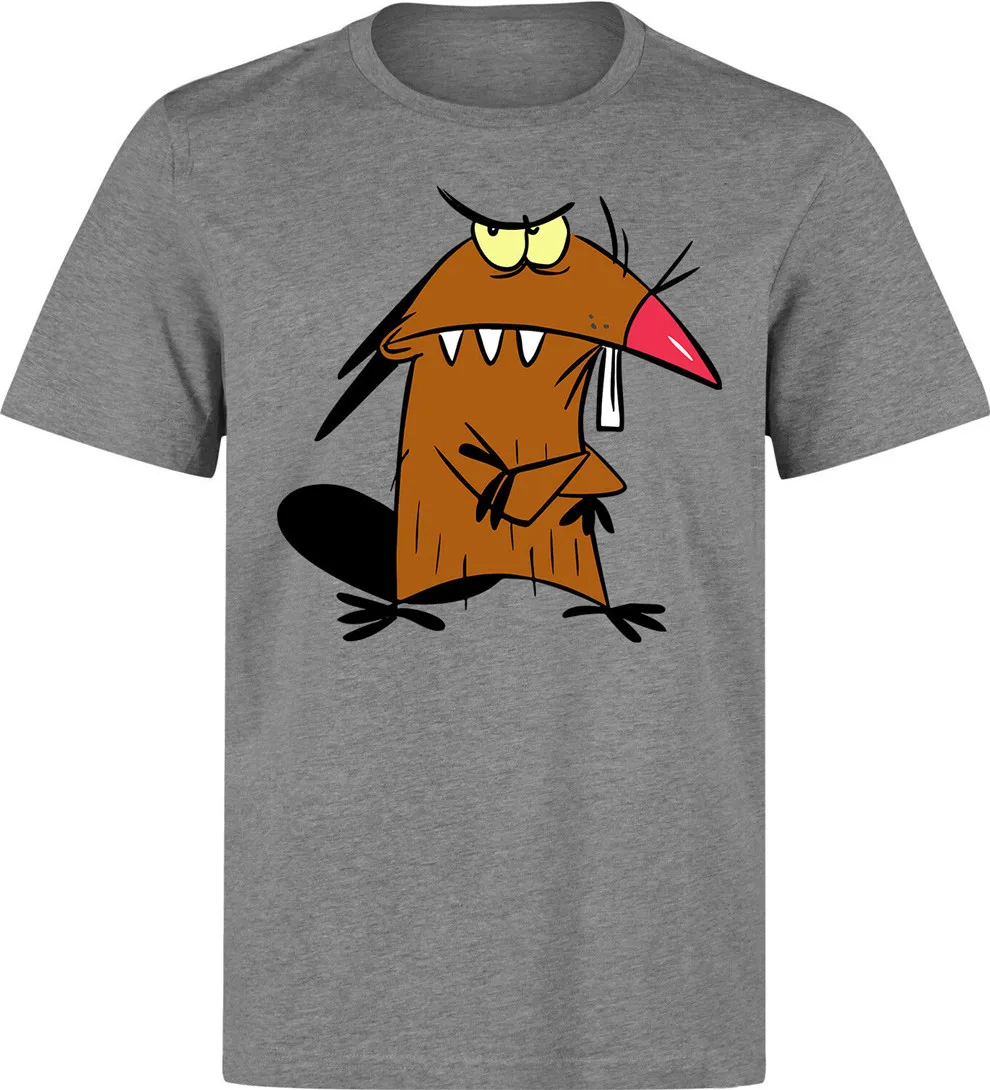 Angry Beavers Daggett Dag/серая футболка с мультипликационным принтом для мужчин (в наличии)