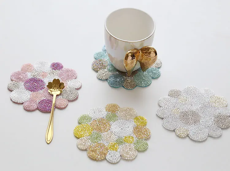 Девушка вишневый цвет coaster bling оригинальные подставки Милая миска коврик из бисера изоляционный столик-мат коврик
