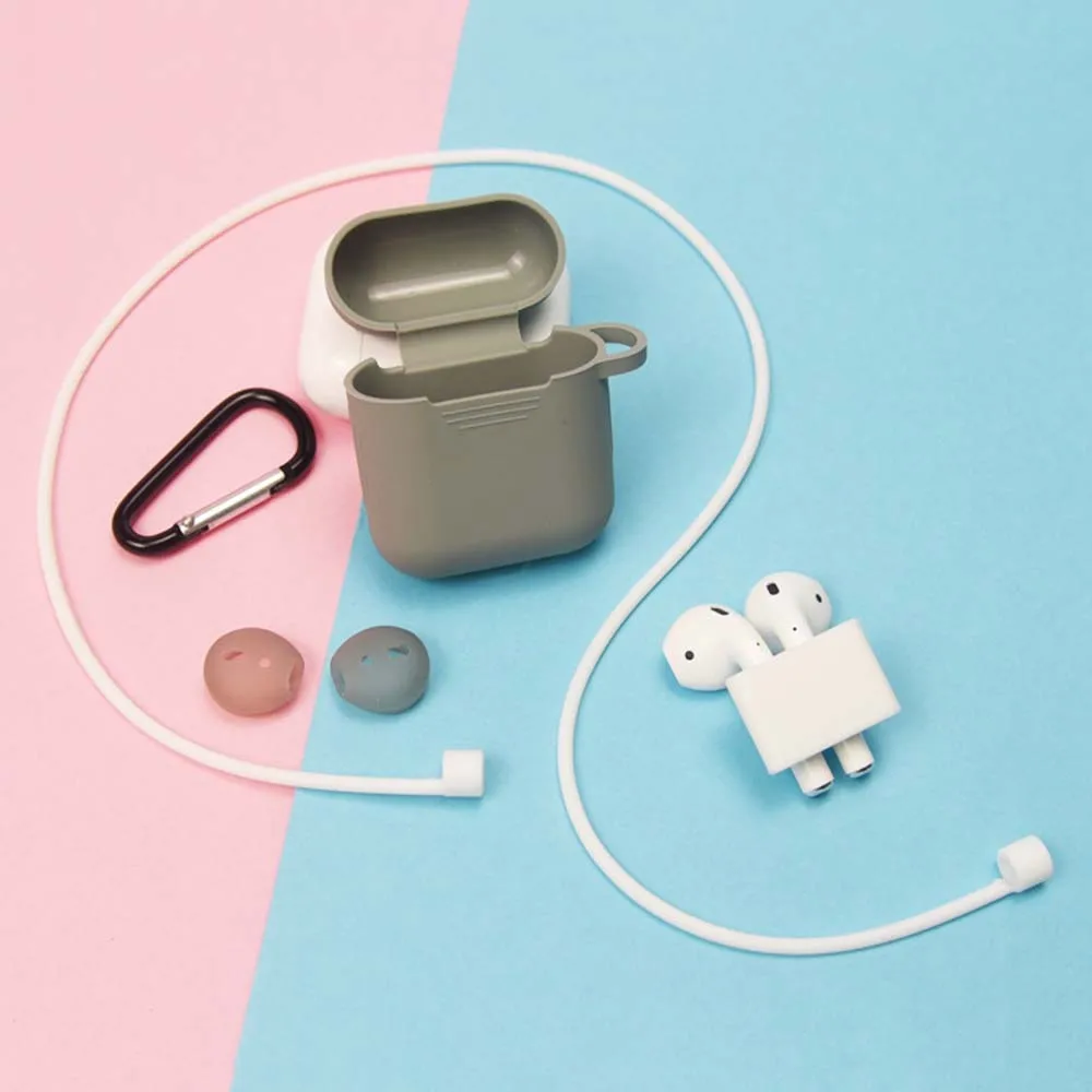 Силиконовый чехол для Airpods 5 в 1 защитный с карабином и ремешком наручных часов |