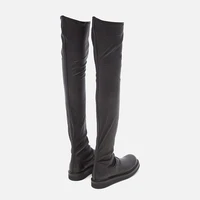 mumani woman%e2%80%98s over the knee flat popular cow leathe stretch boots round toe high heels winter keep warm solid thigh high boots