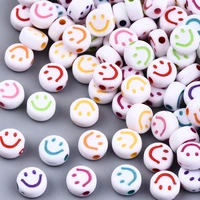 500g opaque acrylic beads flat round with expression smiling face for jewelry making diy bracelet necklace decor accessories