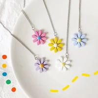 candy flower necklace silver color beads chain new funny cute childrens retro cream soft ceramic womens jewelry girl gift