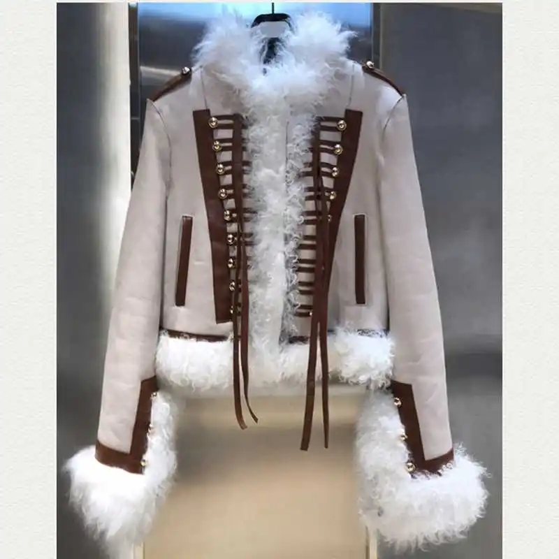 

Natural Women Fur Coat Natural Double-Faced Fur Sheepskin And Fur Outwear Winter Merino Sheep Fur Warm Thick Real Fur H1201