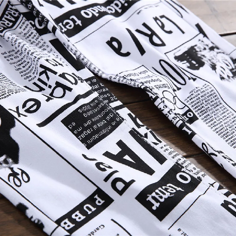 

Autumn Men Hip hop Punk Letter printed Slim Straight Jeans fashion High street Male Cotton Casual Denim pants