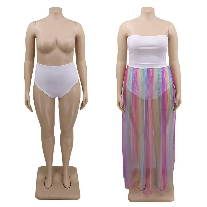 

Women Sets Plus Size XL-5XL Tracksuits Strapless Crop Top Skirts Suit two Pieces Set Print Fitness Outfits