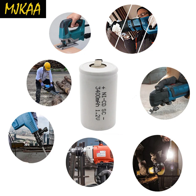 MJKAA 10/20 шт SC 1 2 V 3400mAh аккумуляторная батарея 4/5 Sub C Ni-cd ячейка с заварочными